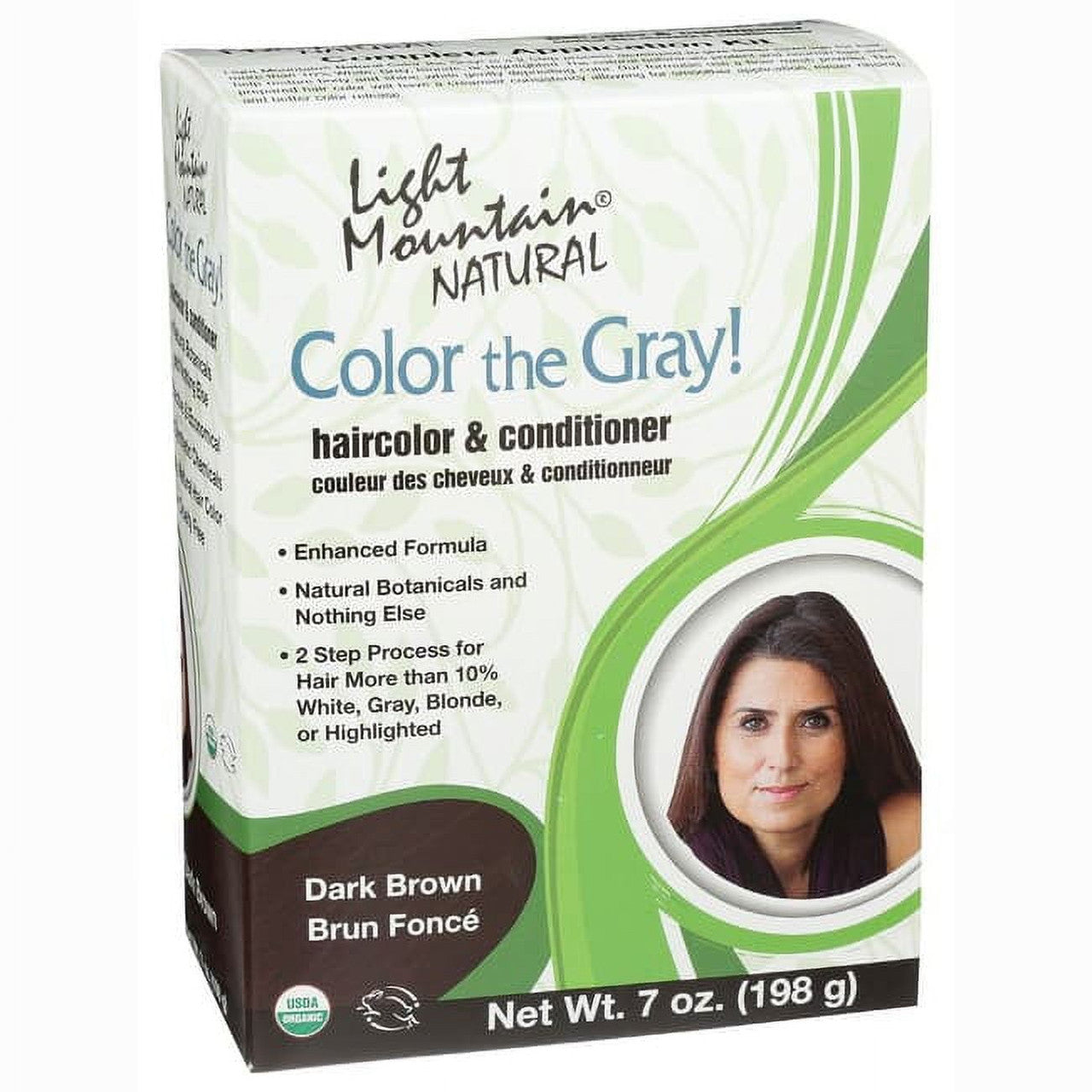 Light Mountain Color The Gray Natural Hair Color And Conditioner, Dark Brown - 7 Oz